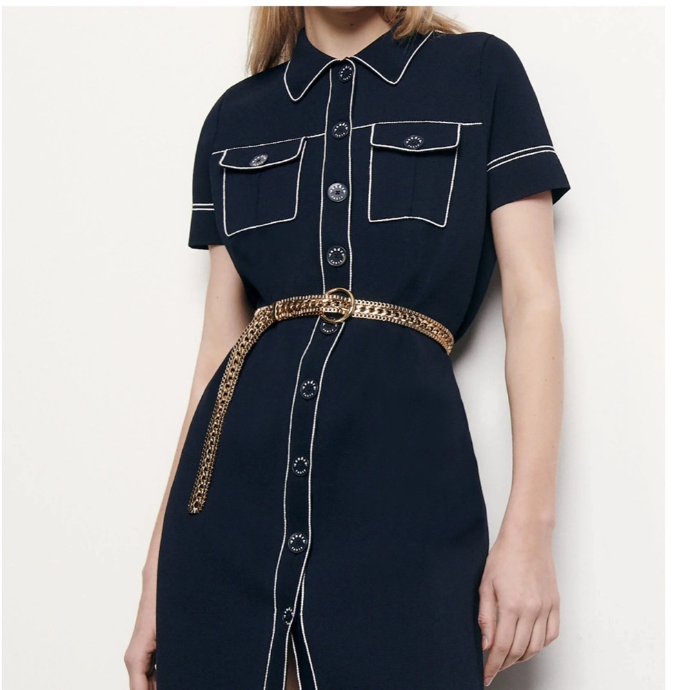 Sandro - knit dress with contrasting topstitching